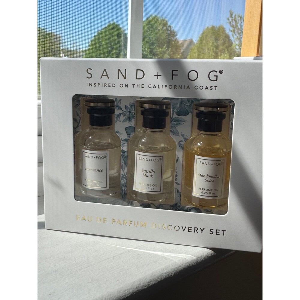 Sand + Fog eau de Parfume 3 x 10 ml. Innocence, vanilla musk, mushroom skies